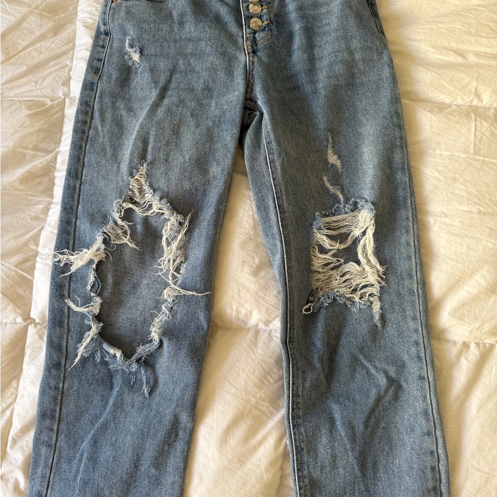 Blue Boyfriend Distressed Jeans